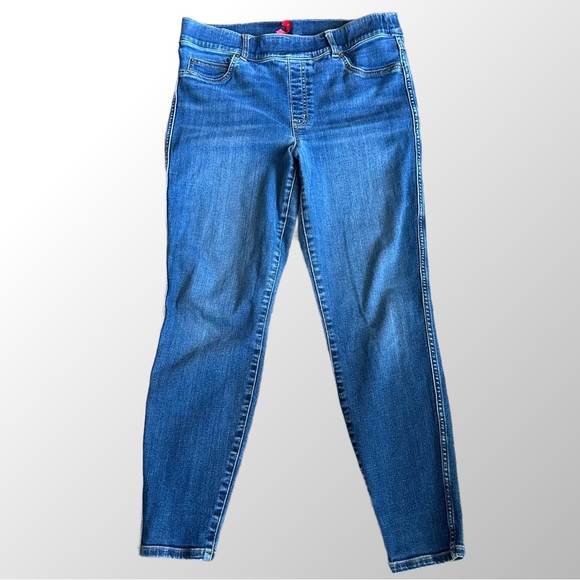 SPANX Jeans Size‎ XL Blue Pull On Denim Skinny Jeans Stretchy Compression - Picture 2 of 11